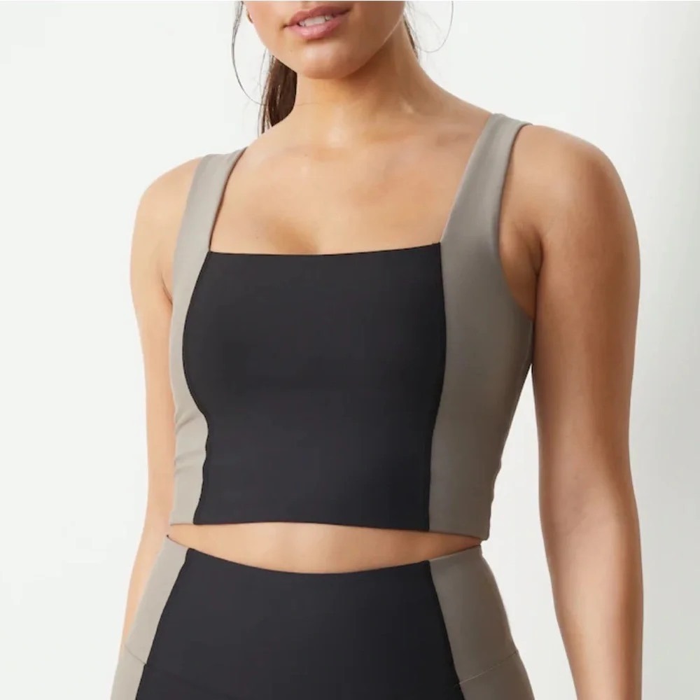 Abercrombie YPB sculptLUX Squareneck Slim Tank Longline Bra Colorblock Medium